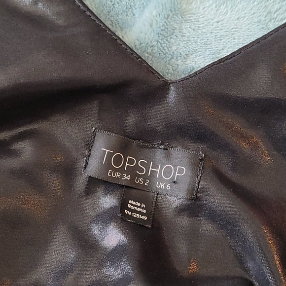 Topshop black spaghetti dress lace leather like - Picture 5 of 8